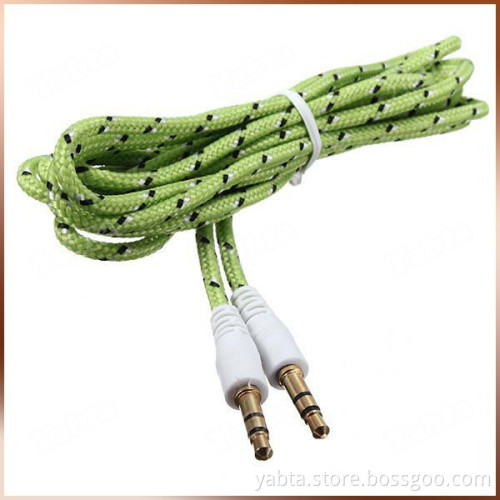 Multi Color 3.5mm 4-pole Jack Male to Male Stereo Fabric Braided Audio Aux Cable Cord for IPod iphone Headphone